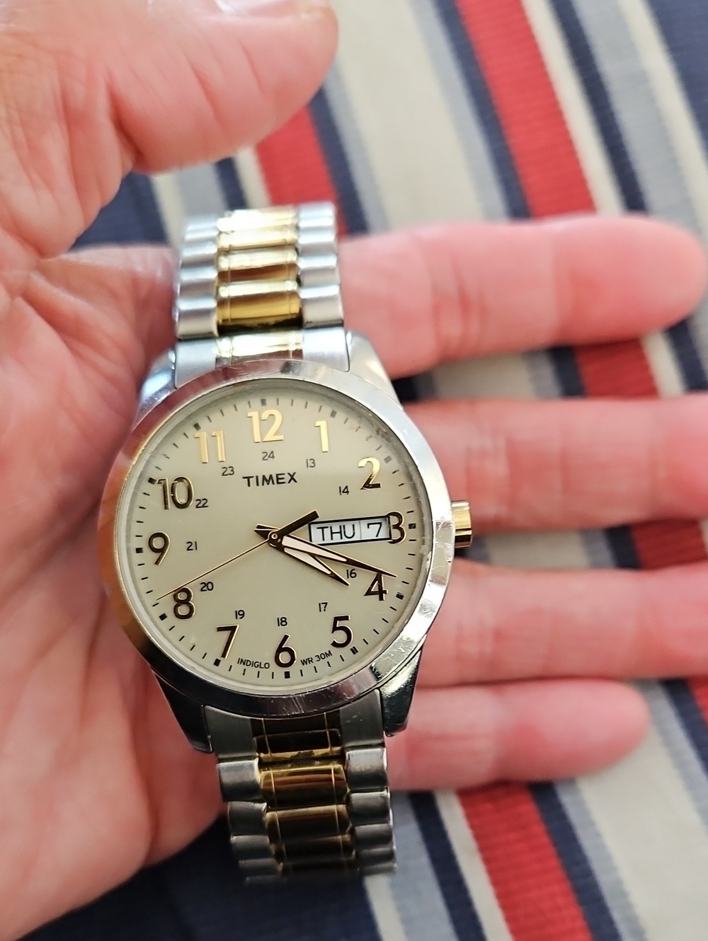 Timex Two-Tone Silver and Gold Bracelet Watch with Cream Dial